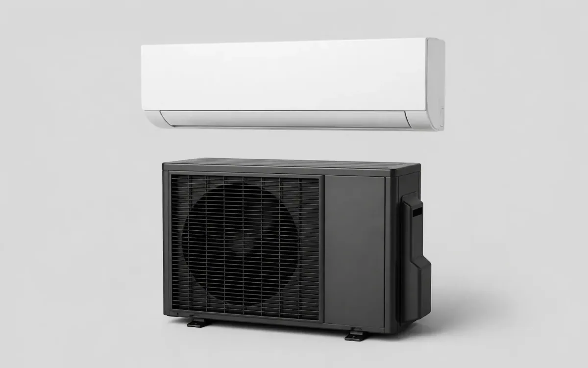 Air-conditioning product preview with indoor and outdoor units